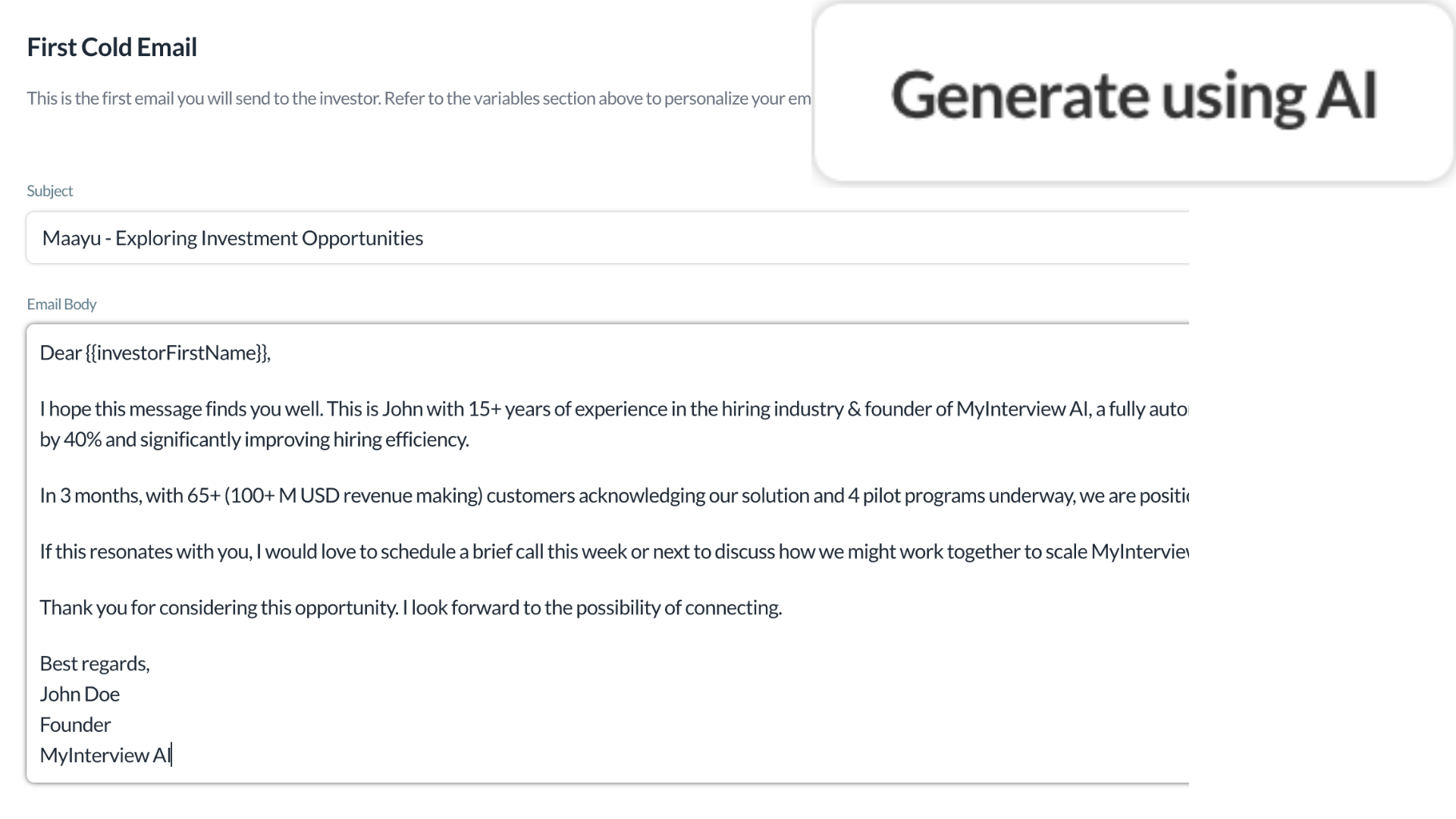 Fundraising email automation dashboard